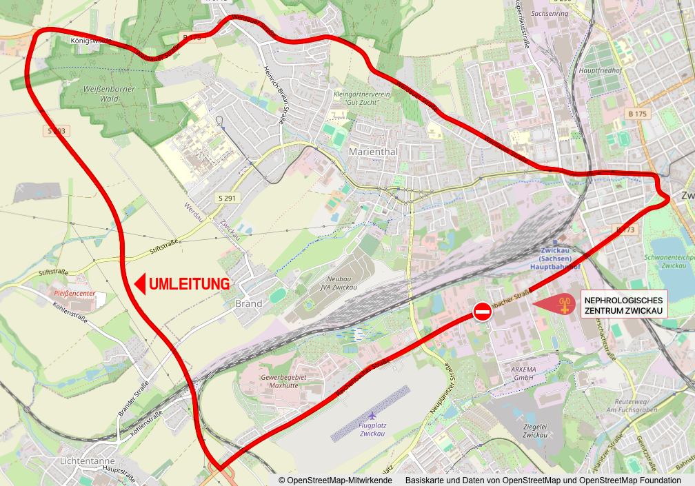 Umleitung wegen Straßensperrung